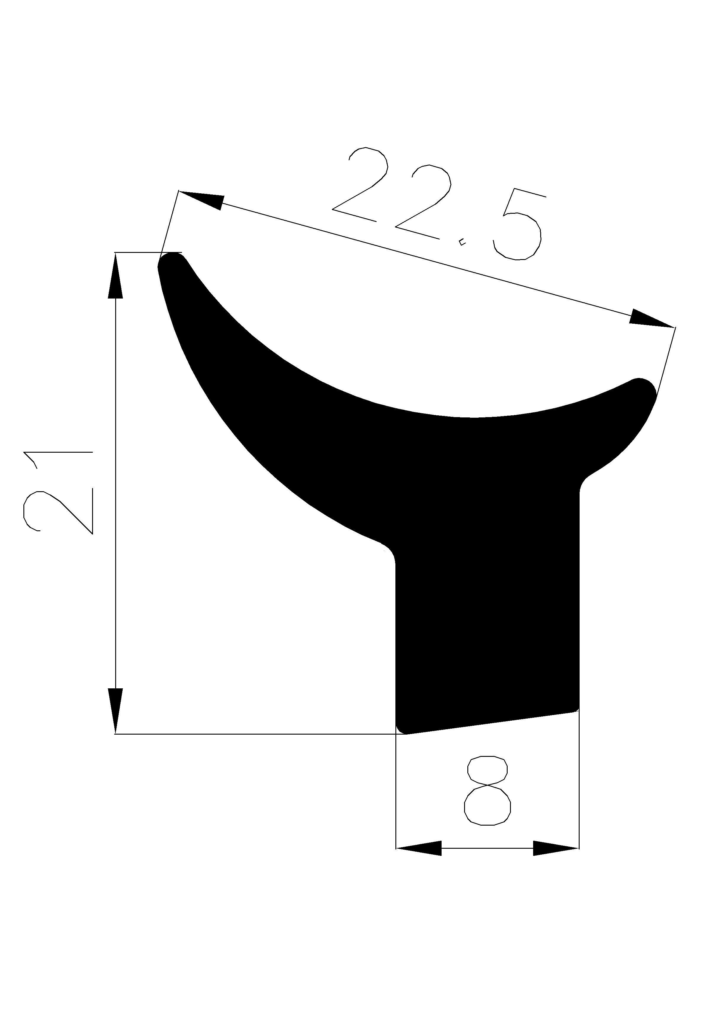 11150370KG - EPDM Gummi-Profile - Abdeckung und T-Profile