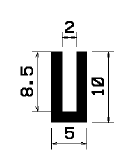 - TU1- 1363 1B= 100 m - rubber profiles - U shape profiles