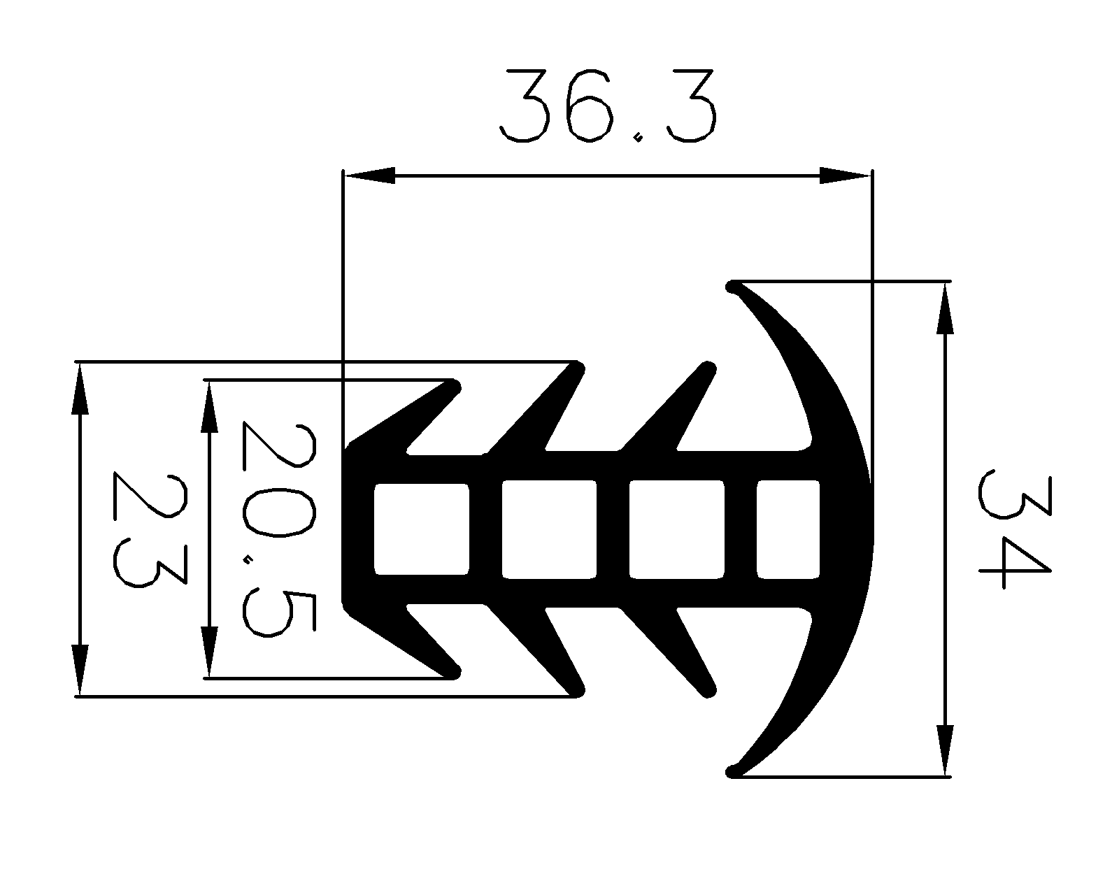 13010370KG - EPDM Gummi-Profile - Abdeckung und T-Profile