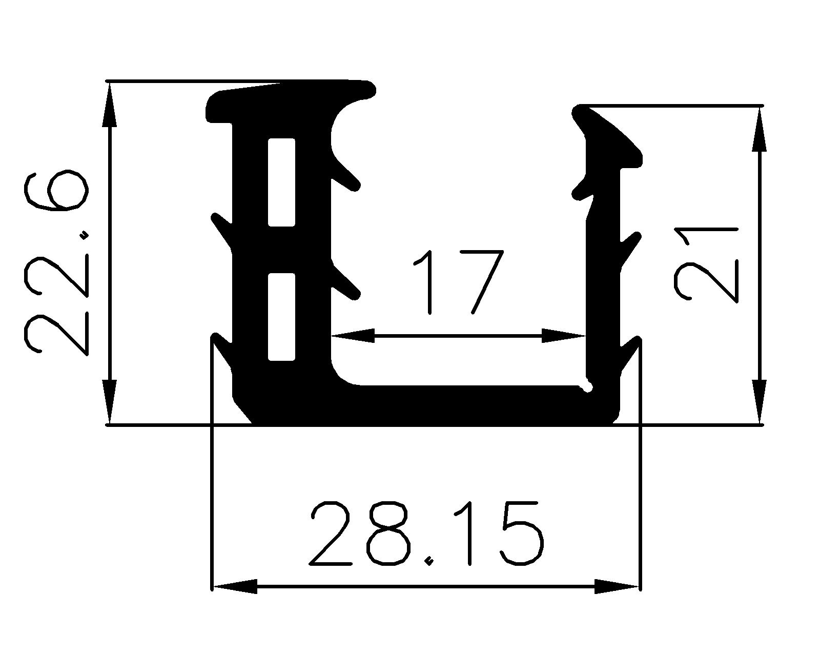 13400370KG - EPDM-Gummi -Profile - U-Profile