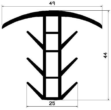 FA 0636 1B= 25 m - gumiprofilok - Takaró és 'T' alakú profilok FA 0636 1B= 25 m - gumiprofilok - Takaró és 'T' alakú profilok