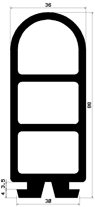 RT-1629 - EPDM rubber profiles - Sliding door – finger-guard profiles