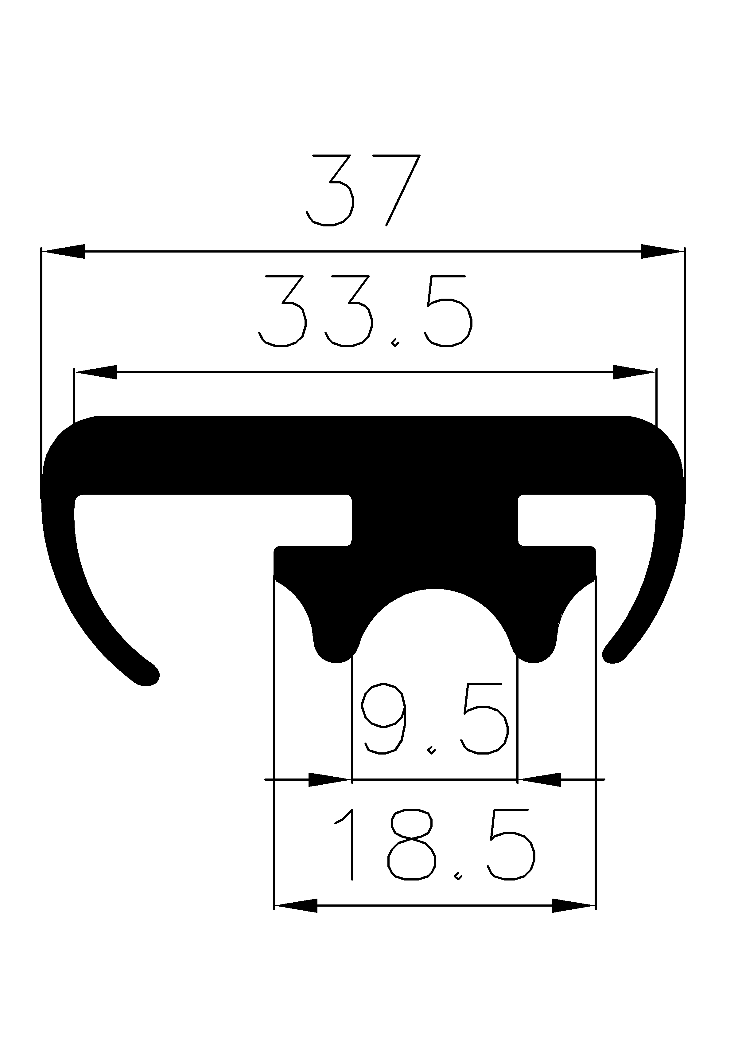 7360365KG - EPDM Gummi-Profile - Abdeckung und T-Profile