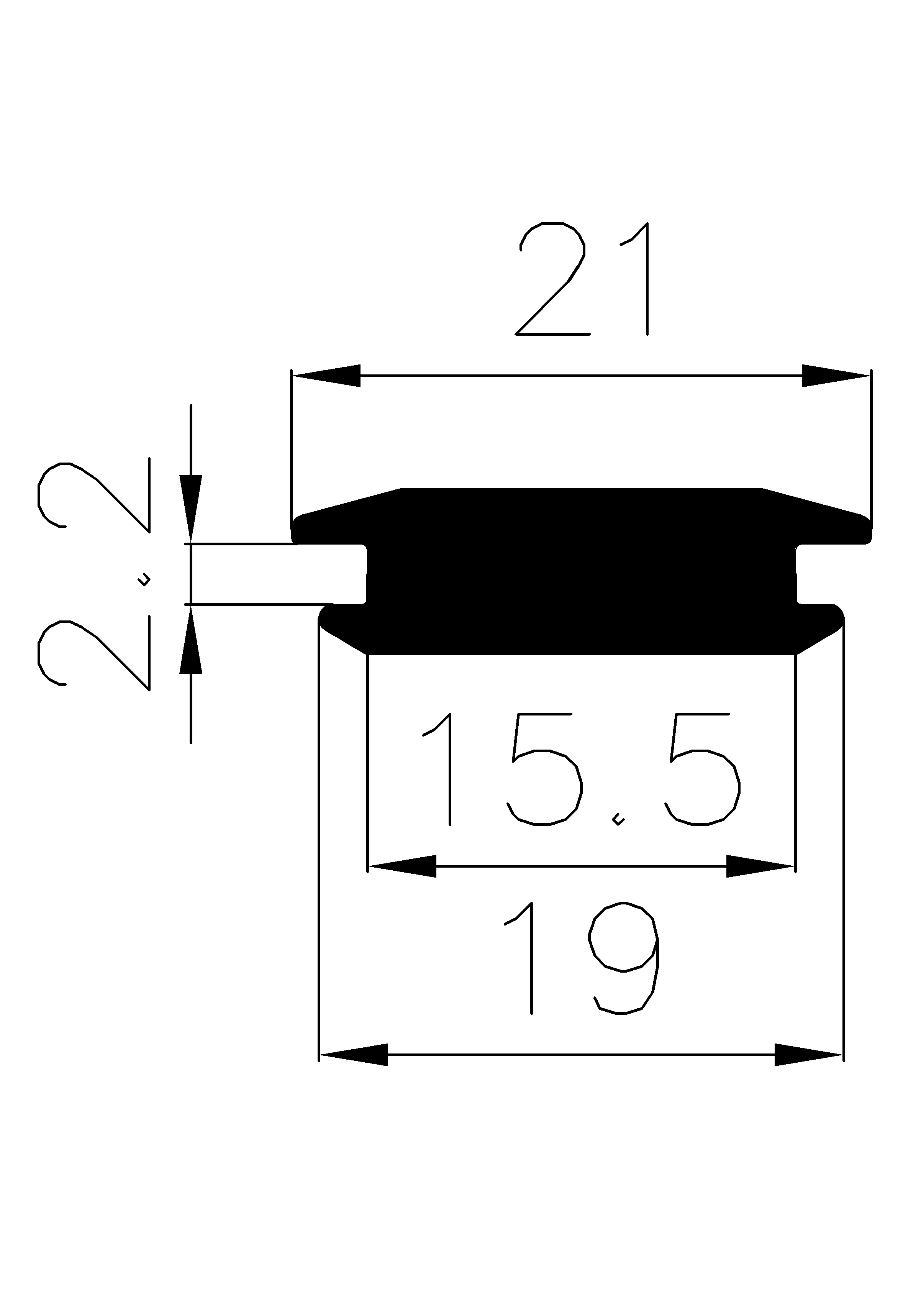 7510370KG - EPDM Gummi-Profile - Abdeckung und T-Profile