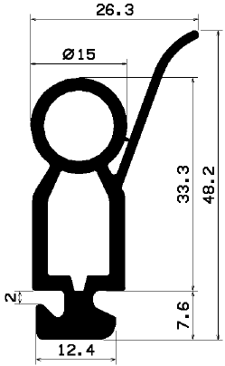 RT 2343 - EPDM gumiprofilok - Gördülő ajtó - ujjvédő profilok