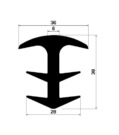 8950370KG - EPDM Gummi-Profile - Abdeckung und T-Profile