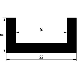 TU1 - G043 22×11 mm - gumiprofilok - U alakú profilok TU1 - G043 22×11 mm - gumiprofilok - U alakú profilok