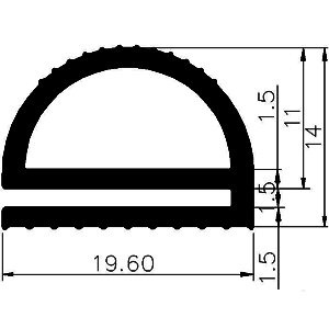 RT - G063 19,6×14 mm - szilikon gumiprofilok - Gördülő ajtó - ujjvédő profilok