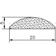 MZS - G180 20×5 mm - EPDM szivacs gumiprofilok - Félkör alakú, D-profilok