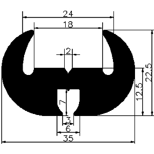 KL - G283 35×22,5 mm - EPDM-Befestigungsprofile - Klemmprofile / Befestigungs- und Dichtungsprofile