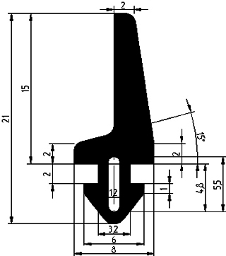 Z1 - G470 8×21 mm - rubber profile - Door-frame profiles