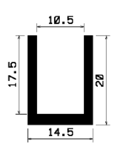 - TU1- 1000 1B= 50 m - EPDM-Gummi -Profile - U-Profile