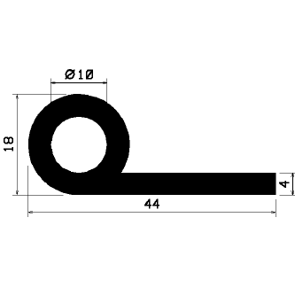 FN 1168 1B= 25 m - gumi profilok - 100 méter alatt - Lobogó vagy 'P' alakú profilok