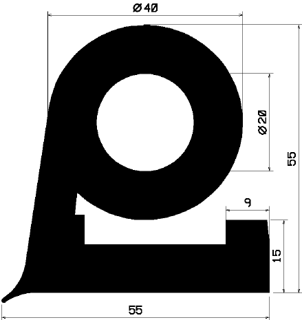 FN 2346 - gumi profilok - 100 méter alatt - Lobogó vagy 'P' alakú profilok