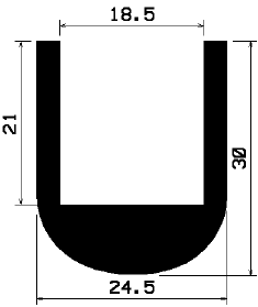 - TU1- 0409 1B= 25 m - EPDM-Gummi -Profile - U-Profile