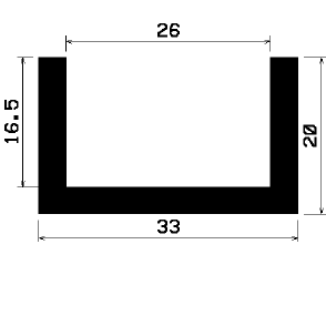 - TU1- 0946 1B= 25 m - Gummiprofile - unter 100 m lieferbar - U-Profile