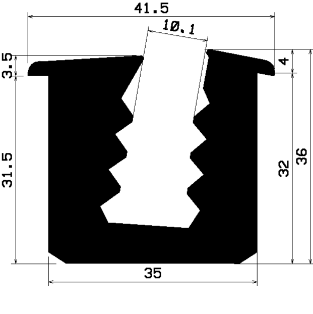 - TU1- 2349 1B= 10 m - rubber profiles - under 100 m - U shape profiles
