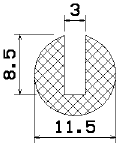 MZS - 25033 1B= 50 m - szivacs gumiprofilok - U alakú profilok
