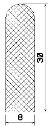 MZS 25049 30×8 mm - EPDM sponge profiles - Semi-circle, D-profiles