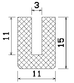 MZS - 25086 1B= 50 m - szivacs gumiprofilok - U alakú profilok