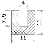 MZS - 25087 1B= 50 m - szivacs gumiprofilok - U alakú profilok