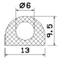 1B= 50 MZS - 25120 - EPDM szivacs gumiprofilok - Félkör alakú, D-profilok
