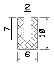 MZS - 25158 1B= 100 m - szivacs gumiprofilok - U alakú profilok
