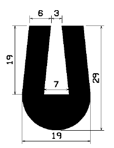 - TU1- 0112 1B= 25 m - rubber profiles - under 100 m - U shape profiles