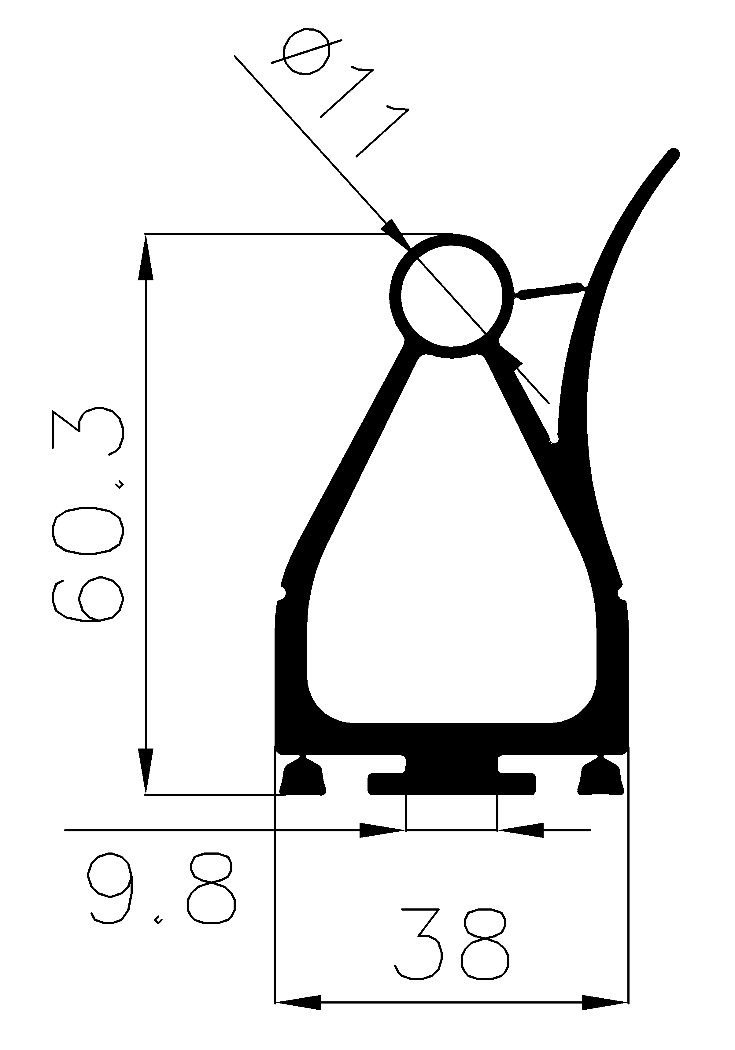 10010365KG - EPDM rubber profiles - Sliding door – finger-guard profiles