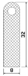 MZS 25162 - EPDM szivacs gumiprofilok - Félkör alakú, D-profilok