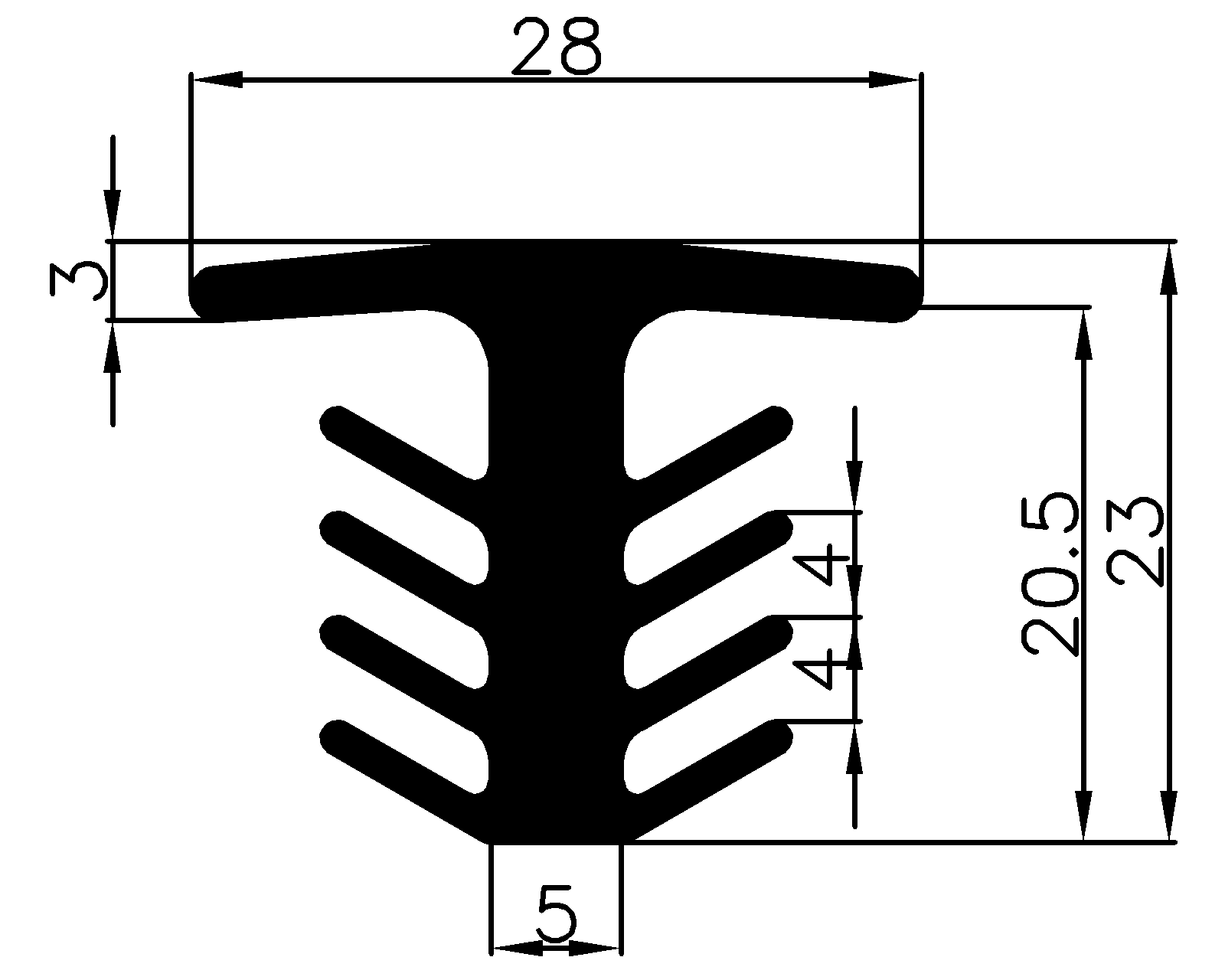 13340370KG - gumiprofilok - Takaró és 'T' alakú profilok