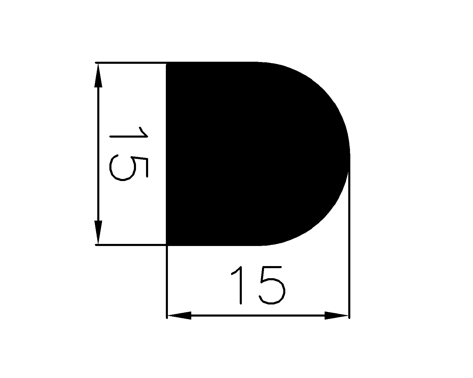 13500370KG - EPDM rubber profiles - Semi-circle, D-profiles