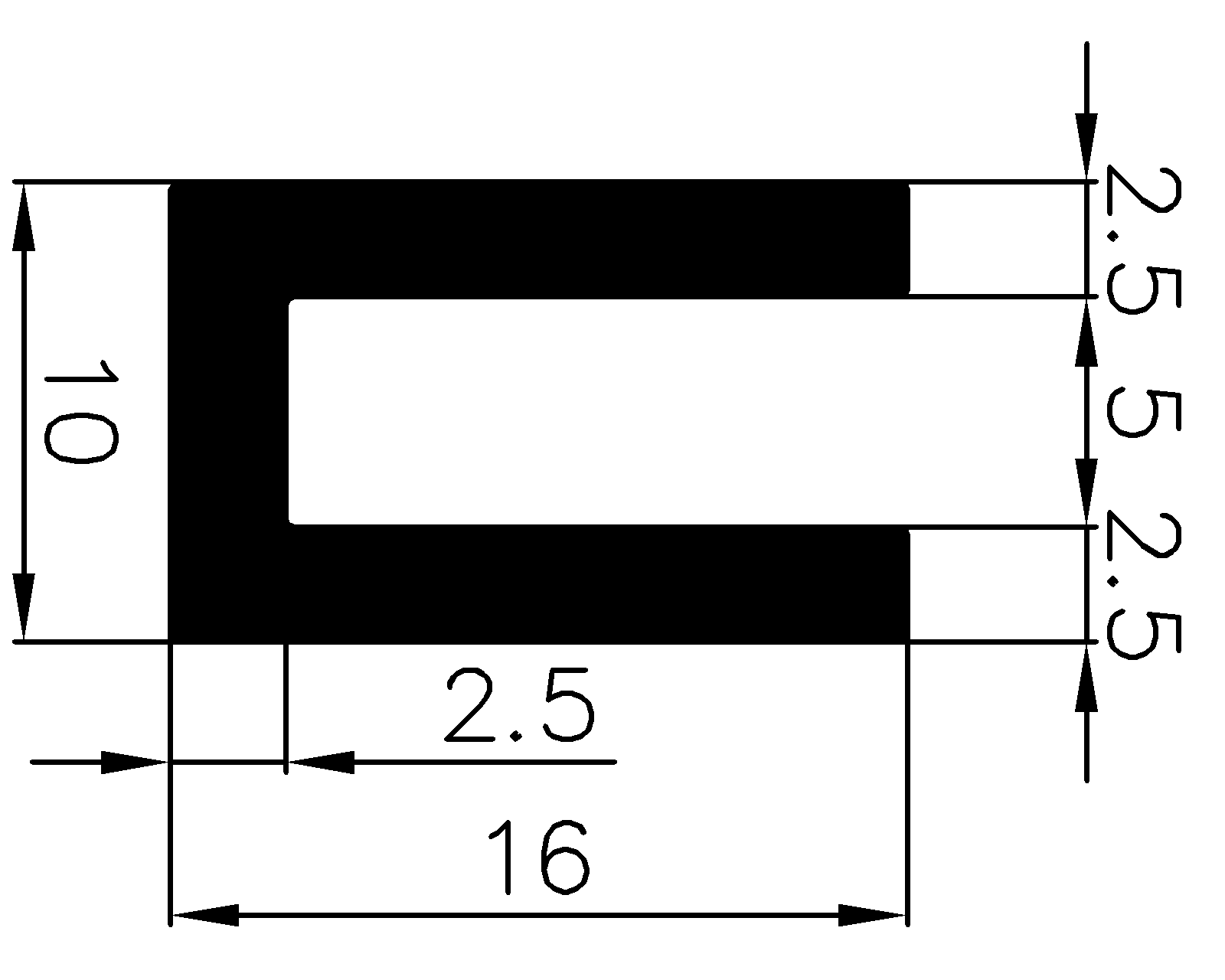 14190370KG - EPDM-Gummi -Profile - U-Profile