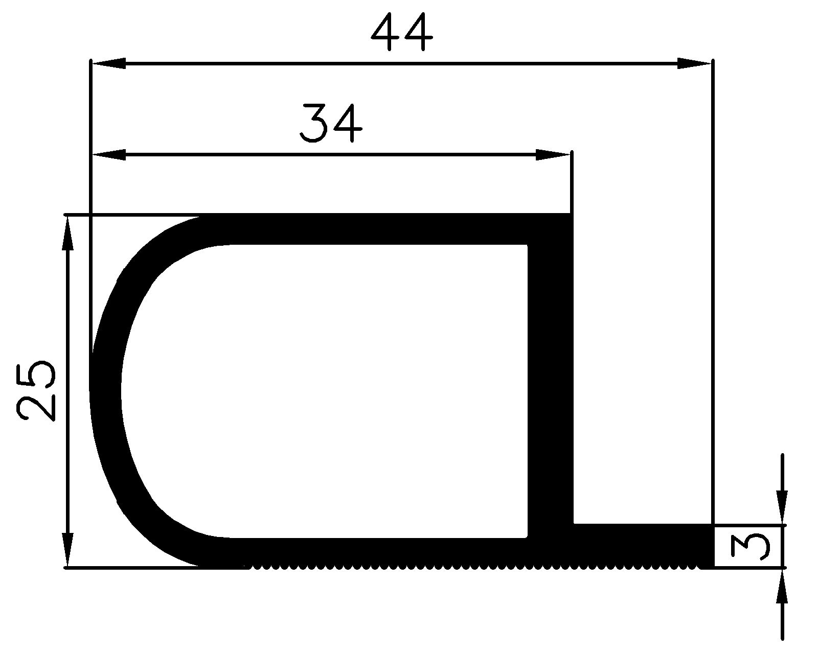 15170370KG - EPDM-Kautschukprofile - Rolltor- und Fingerschutzprofile