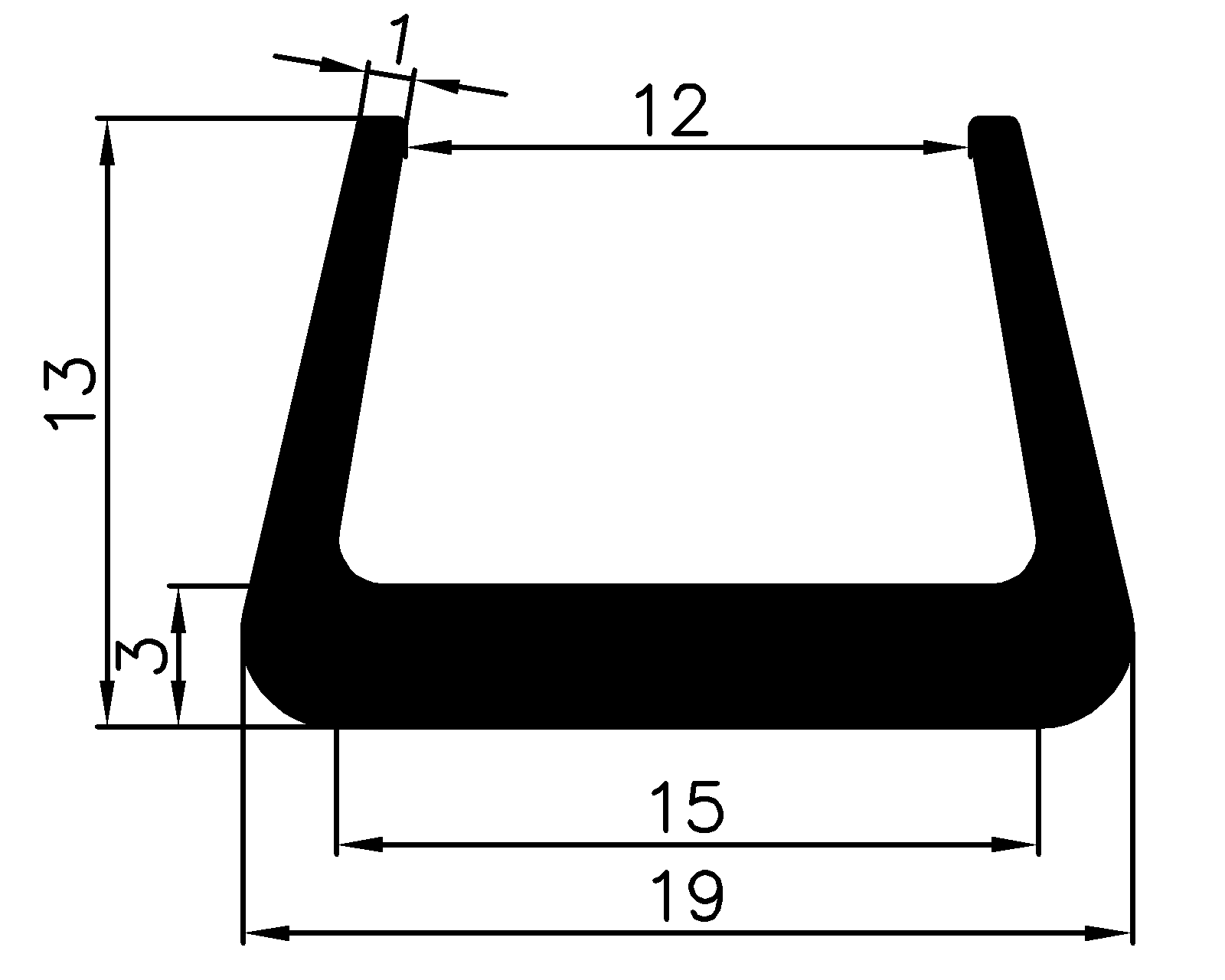 16070365KG - rubber profiles - U shape profiles