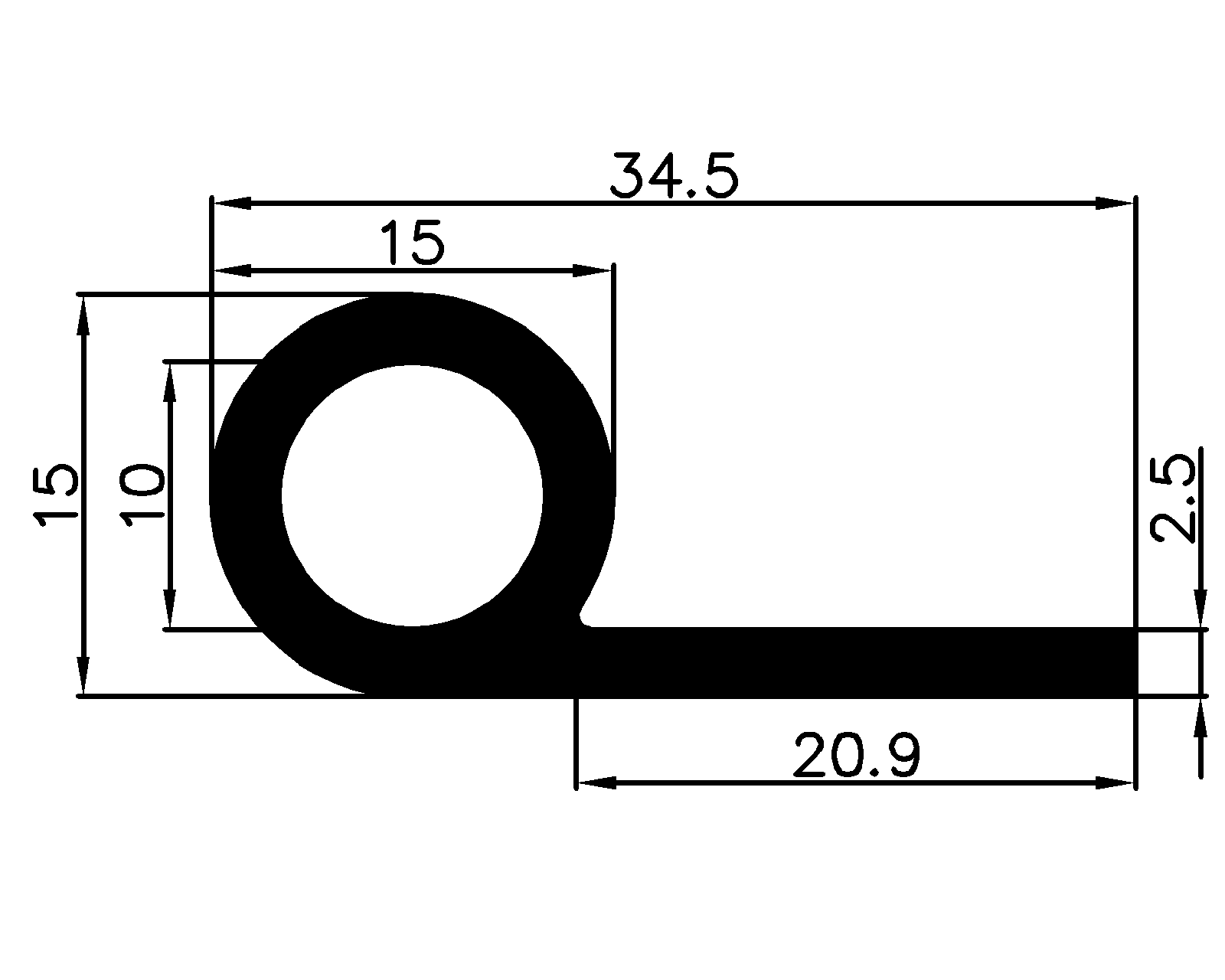16700370KG - EPDM gumiprofilok - Lobogó vagy 'P' alakú profilok