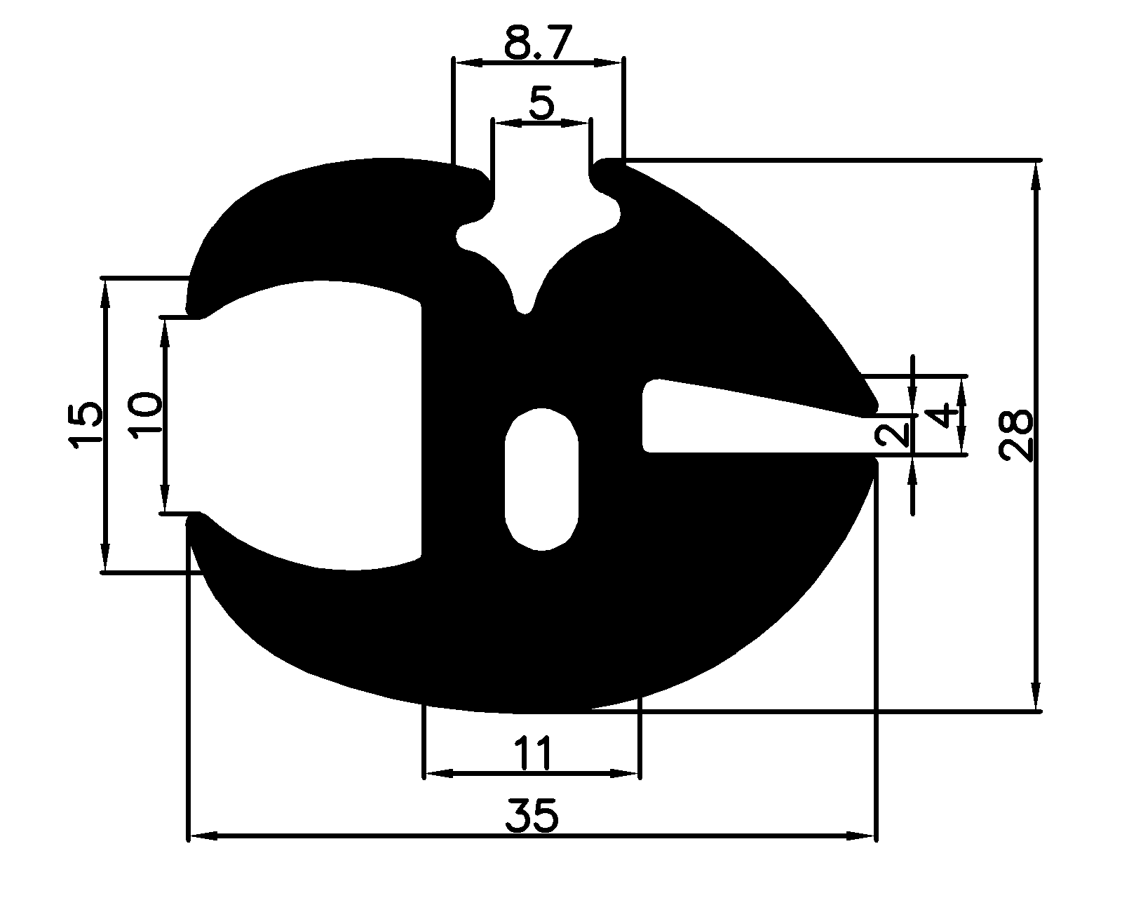 16740380KG - rögzítő EPDM  profilok - Rögzítő és feszítő profilok