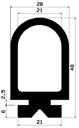 RT 0355 - szilikon gumiprofilok - Gördülő ajtó - ujjvédő profilok