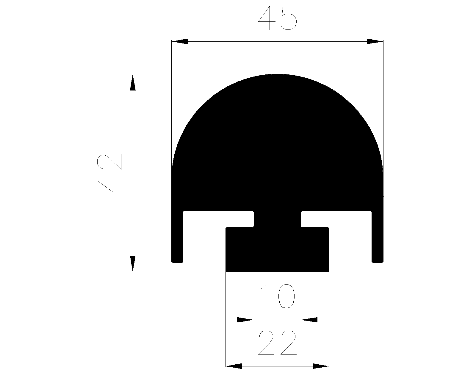 17810370KG - EPDM-Gummiprofile - Halbrundprofile / D-Profile