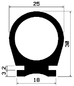 RT - 0792 1B=25 m - EPDM rubber profiles - Sliding door – finger-guard profiles