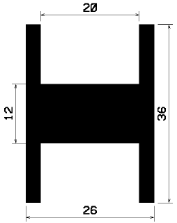 H 0502 - EPDM gumiprofilok - H alakú profilok