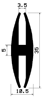 H 0871 - EPDM gumiprofilok - H alakú profilok