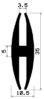 H 0871 - EPDM gumiprofilok - H alakú profilok H 0871 - EPDM gumiprofilok - H alakú profilok
