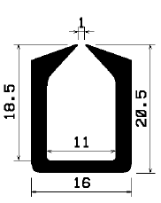 - TU1- 1075 1B= 100 m - rubber profiles - U shape profiles