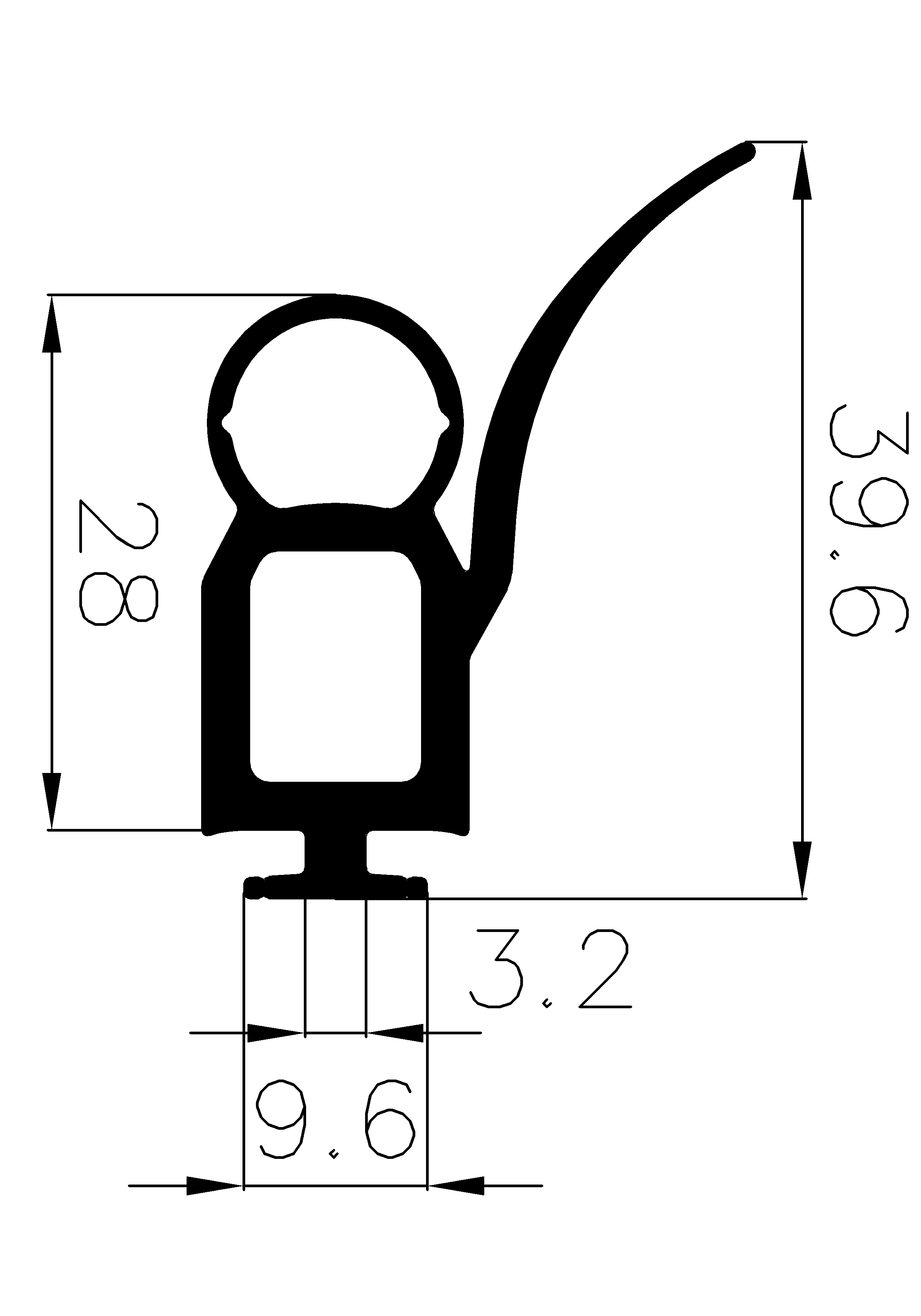 3980365KG - EPDM gumiprofilok - Gördülő ajtó - ujjvédő profilok 3980365KG - EPDM gumiprofilok - Gördülő ajtó - ujjvédő profilok