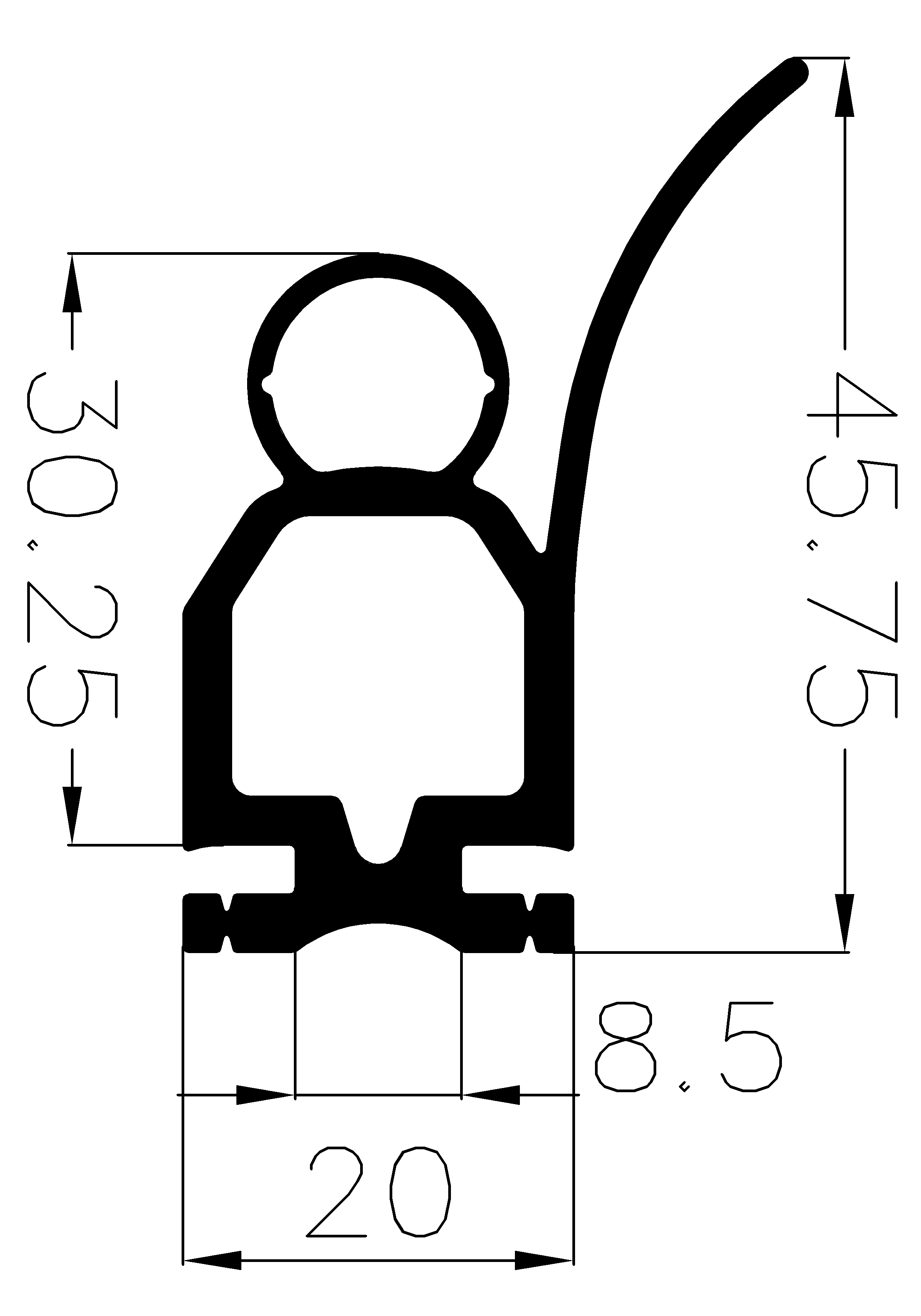 3990365KG - EPDM gumiprofilok - Gördülő ajtó - ujjvédő profilok 3990365KG - EPDM gumiprofilok - Gördülő ajtó - ujjvédő profilok