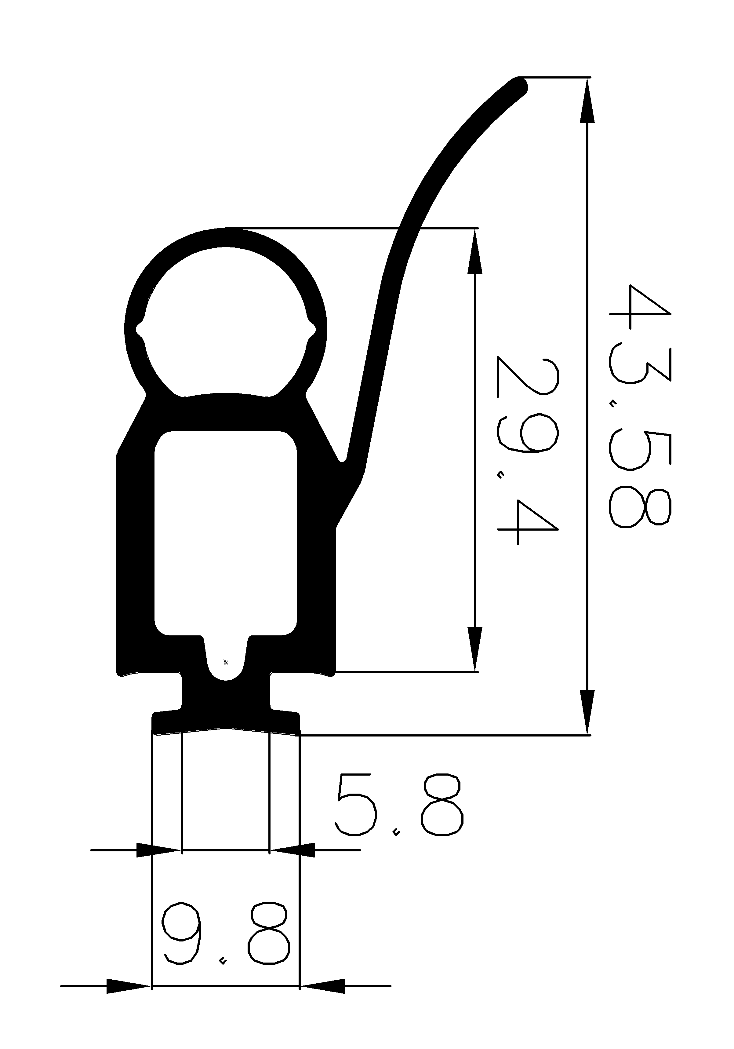 4000365KG - EPDM rubber profiles - Sliding door – finger-guard profiles