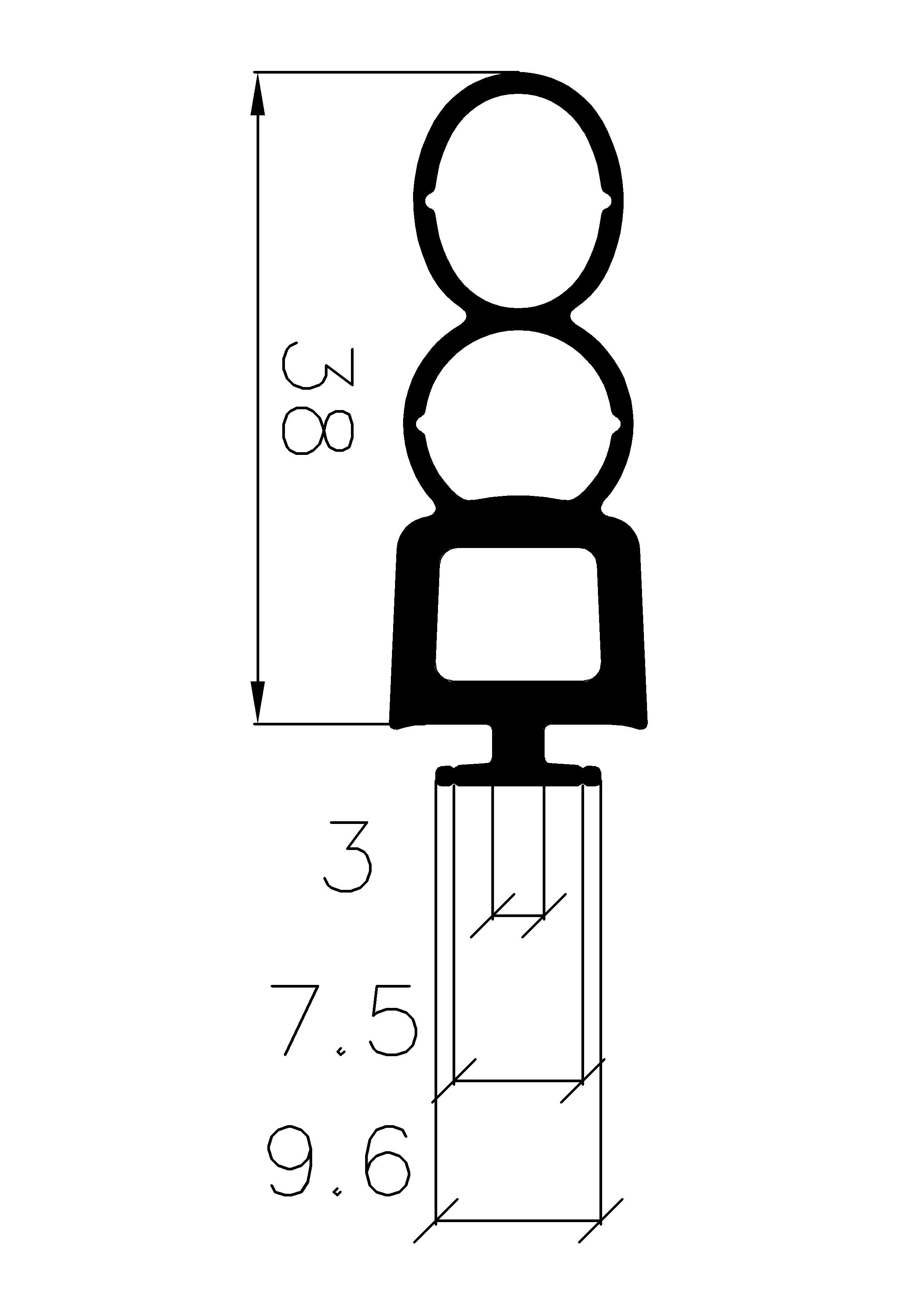 4030360KG - EPDM rubber profiles - Sliding door – finger-guard profiles