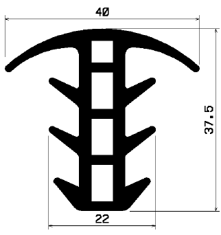FA 1479 1B= 22 m - gumi profilok - 100 méter alatt - Takaró és 'T' alakú profilok