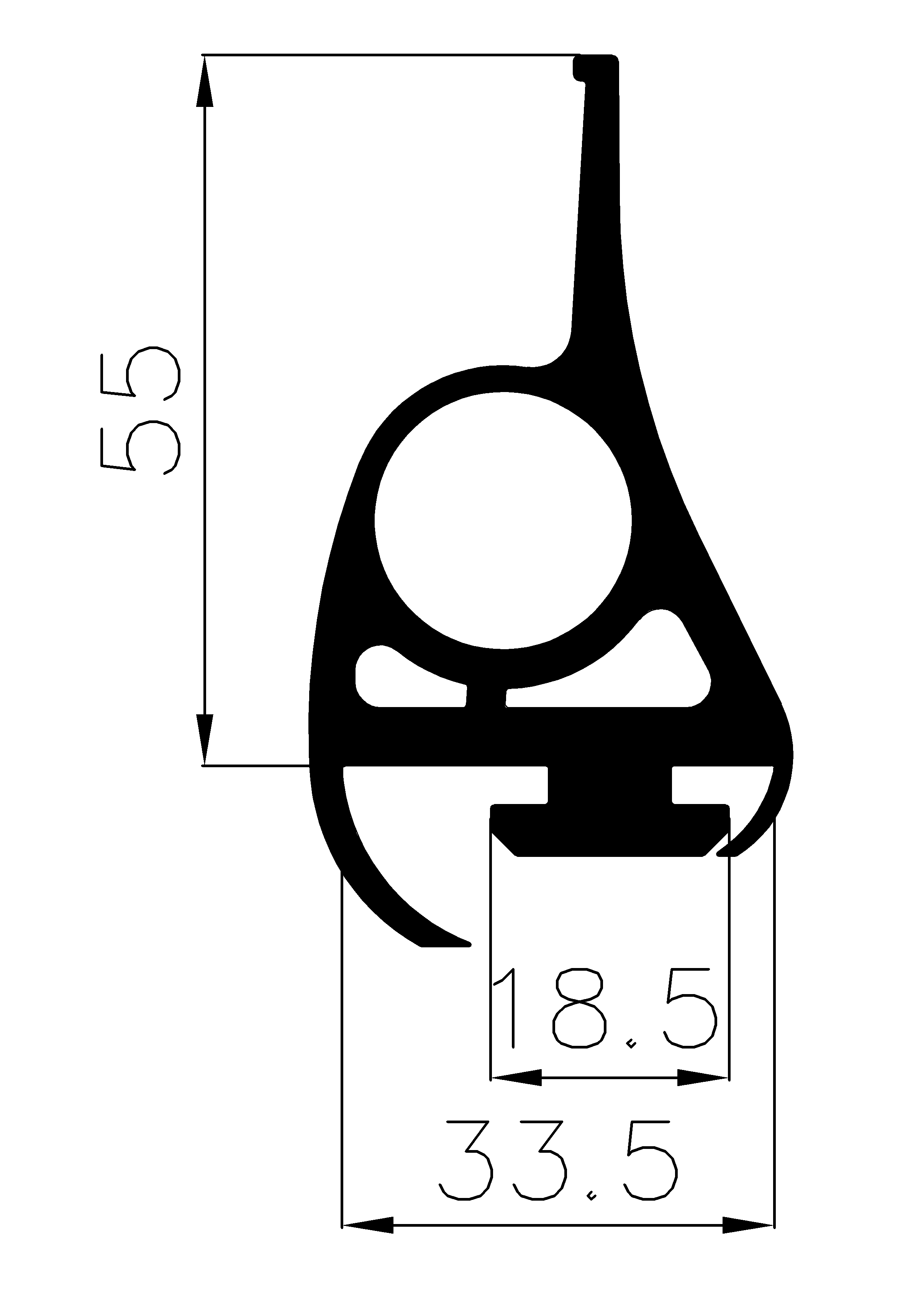 5870365KG - EPDM gumiprofilok - Gördülő ajtó - ujjvédő profilok